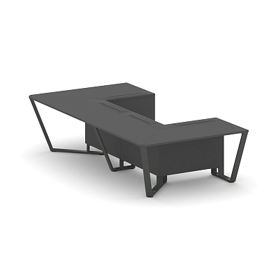 Steel Meet Стол переговорный П-образный KDK-PR.B.SP-07P Антрацит/Металл Антрацит 1600*3200*750