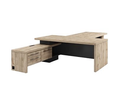 Стол руководителя с опорной тумбой Т-920.1000Л с блоком розеток и брифингом