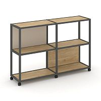 Shelf Mobile Стеллаж 3 уровня 2 секции VR.LT-STK-312.12 Тиквуд Светлый/Металл Антрацит/W-04 2370*400