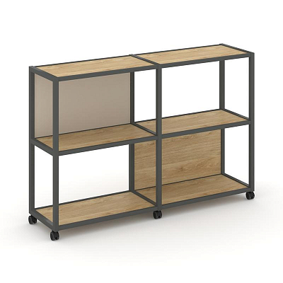Shelf Mobile Стеллаж 3 уровня 2 секции VR.LT-STK-312.12 Тиквуд Светлый/Металл Антрацит/W-04 2370*400