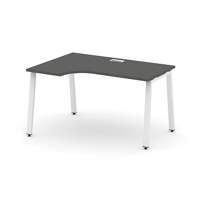 Style Project Стол рабочий эргоном. SN-6A.SPA-012(L) Антрацит/Металл Белый 1580*700/980*750