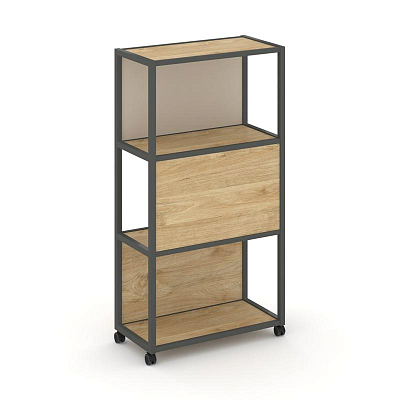 Shelf Mobile Стеллаж 4 уровня 1 секция VR.LT-STK-405.12 Тиквуд Светлый/Металл Антрацит/W-04 1200*400