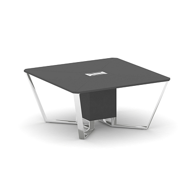 Steel Meet Стол переговорный квадратный MD-PR.B.SP-08 Антрацит/Нержавеющая Сталь/Хром 1600*1600*750