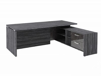 Стол с опорной тумбой FI-121R.GG Древесина Графит/Камень Пьетра Гриджиа черный