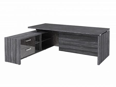 Стол с опорной тумбой FI-121L.GG Древесина Графит/Камень Пьетра Гриджиа черный