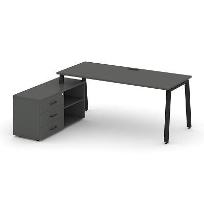Style Project Direct Стол письменный с греденцией левой SN-6A.SRG-016.M(L) Антрацит/Металл Черный/За
