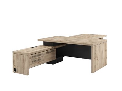 Стол руководителя с опорной тумбой Т-818.1000Л с брифингом и блоком розеток