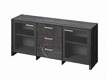 Тумба трехсекционная с 2 дверьми FI-13-02.G. Древесина Графит/Камень Пьетра Гриджиа черный