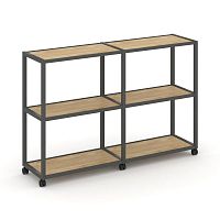 Shelf Mobile Стеллаж 3 уровня 2 секции VR.LT-STK-311.12 Тиквуд Светлый/Металл Антрацит 2370*400*1046