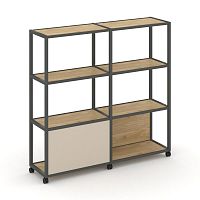Shelf Mobile Стеллаж 4 уровня 2 секции VR.LT-STK-413.12 Тиквуд Светлый/Металл Антрацит/W-04 2370*400