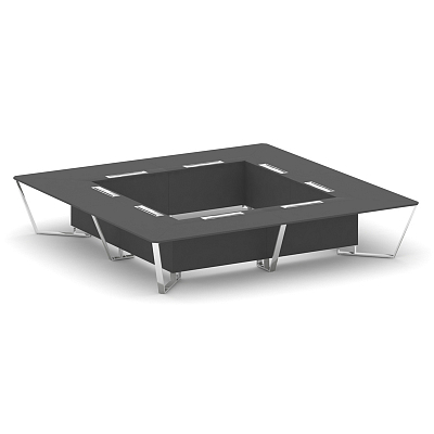 Steel Meet Стол переговорный квадратный MDK-PR.B.SP-20K2 Антрацит/Нержавеющая Сталь/Хром 4000*4000*7