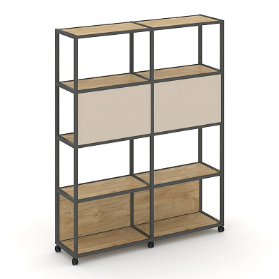 Shelf Mobile Стеллаж 5 уровней 2 секции VR.LT-STK-513.12 Тиквуд Светлый/Металл Антрацит/W-04 2370*40