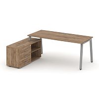 Style Project Direct Стол письменный с греденцией левой SN-6A.SRG-023.M(L) Дуб Табак/Металл Серый/За