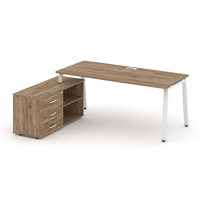 Style Project Direct Стол письменный с греденцией левой SN-6A.SRG-026.M(L) Дуб Табак/Металл Белый/За