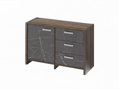 Тумба двухсекционная FI-12-01.G. Орех Пацифик Табак/Камень Пьетра Гриджиа черный