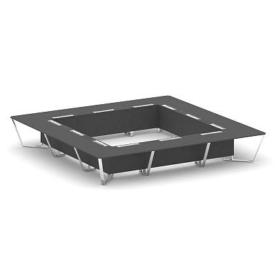 Steel Meet Стол переговорный квадратный MDK-PR.B.SP-24K Антрацит/Нержавеющая Сталь/Хром 4800*4800*75