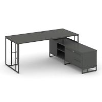 Rift Direct Стол руководителя на опорной тумбой RF.SRT-25 (R) Антрацит/Металл Антрацит 1780*1600*750