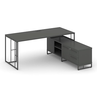 Rift Direct Стол руководителя на опорной тумбой RF.SRT-25 (R) Антрацит/Металл Антрацит 1780*1600*750