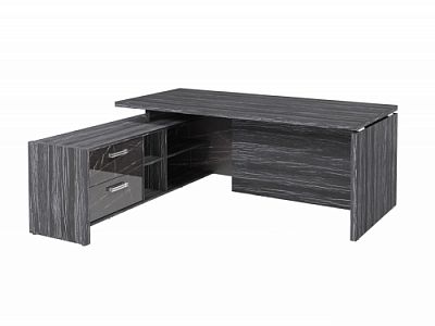 Стол с опорной тумбой FI-119L.GG Древесина Графит/Камень Пьетра Гриджиа черный