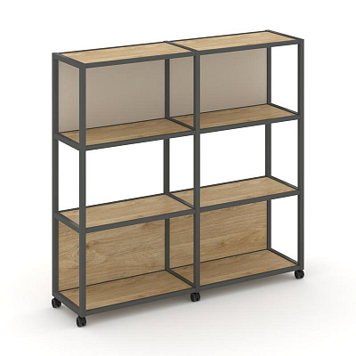 Shelf Mobile Стеллаж 4 уровня 2 секции VR.LT-STK-415.12 Тиквуд Светлый/Металл Антрацит/W-04 2370*400