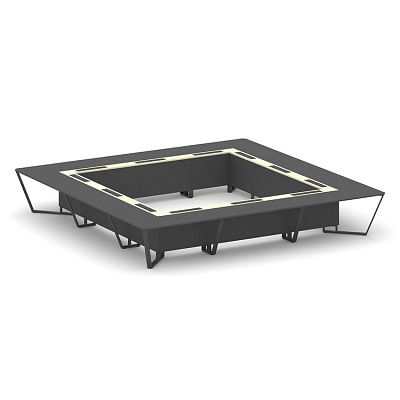 Steel Meet Стол переговорный квадратный KM-PR.B.SP-24K Антрацит/Ваниль Глянец/Металл Антрацит 4800*4