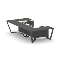 Steel Meet Стол переговорный П-образный KM-PR.B.SP-07P Антрацит/Ваниль Глянец/Металл Антрацит 1600*3