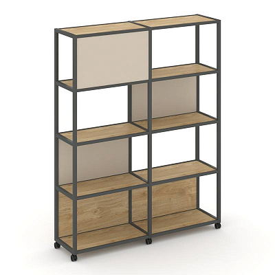 Shelf Mobile Стеллаж 5 уровней 2 секции VR.LT-STK-514.12 Тиквуд Светлый/Металл Антрацит/W-04 2370*40