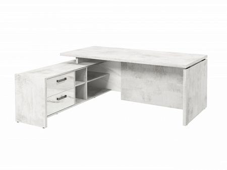 Стол с опорной тумбой FB-119L.GG Хромикс белый/Мрамор Леванто белый