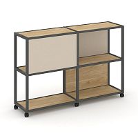 Shelf Mobile Стеллаж 3 уровня 2 секции VR.LT-STK-313.12 Тиквуд Светлый/Металл Антрацит/W-04 2370*400