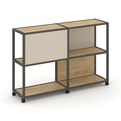 Shelf Mobile Стеллаж 3 уровня 2 секции VR.LT-STK-313.12 Тиквуд Светлый/Металл Антрацит/W-04 2370*400