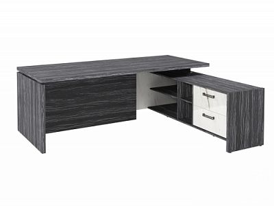 Стол с опорной тумбой FB-121R.GG Древесина Графит/Мрамор Леванто белый