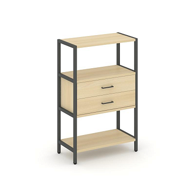 Shelf System Односекционный стеллаж трехярусный с ящиками SN.STM-312 Акация Лорка/Металл Антрацит 81