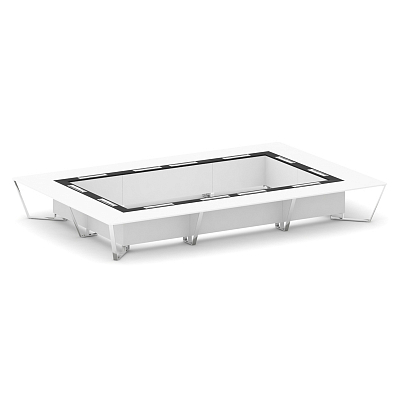 Steel Meet Стол переговорный прямоугольный MMK-PR.B.SP-26K2 Белый Бриллиант/Графит Глянец/Нержавеюща