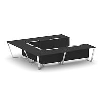 Steel Meet Стол переговорный П-образный MF-PR.B.SP-11P Черный/МДФ Ультраматт Черный/Нержавеющая стал