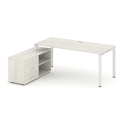 Style Project Direct Стол письменный с греденцией левой SN-6P.SRG-023.M(L) Дуб Наварра/Металл Белый/
