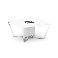 Steel Meet Стол переговорный квадратный MMK-PR.B.SP-08 Белый Бриллиант/Графит Глянец/Нержавеющая Ста