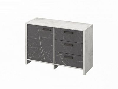 Тумба двухсекционная FB-12-01.G Хромикс белый/Камень Пьетра Гриджиа черный