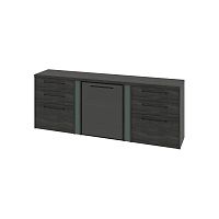 Тумба трехсекционная с дверью стеклянной в профиле и 6 ящиками Greenwood G-691.04R (R)