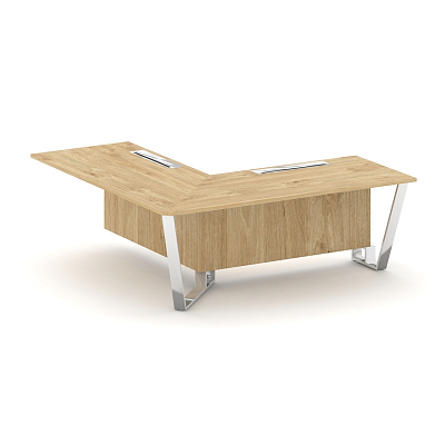 Steel Meet Проходной угловой модуль левый MDK-PR.B.SPPOU-20(L) Тиквуд Светлый/Нержавеющая Сталь/Хром