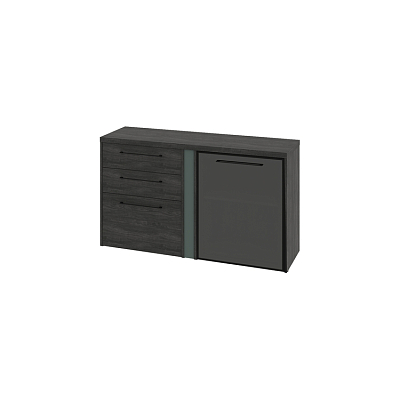 Тумба двухсекционная с дверью стеклянной в профиле и 3 ящиками Greenwood G-681.02R (R)