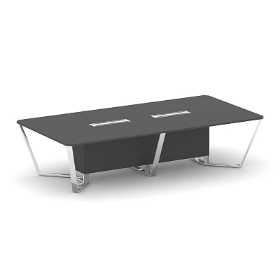 Steel Meet Стол переговорный прямоугольный MDK-PR.B.SP-12 Антрацит/Нержавеющая Сталь/Хром 3200*1600*