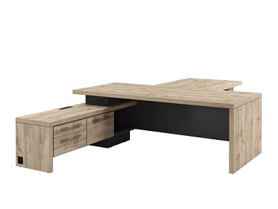 Стол руководителя с опорной тумбой Т-822.1000Л с блоком розеток и брифингом