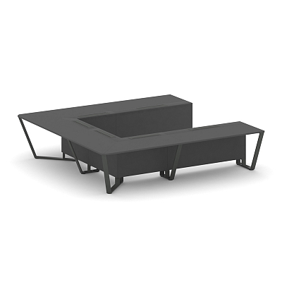 Steel Meet Стол переговорный П-образный KDK-PR.B.SP-11P Антрацит/Металл Антрацит 3200*3200*750