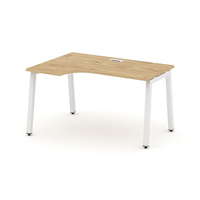 Style Project Стол рабочий эргоном. SN-5A.SPA-022(L) Тиквуд Светлый/Металл Белый 1580*800/980*750