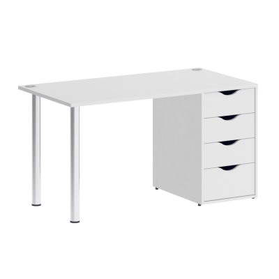 Home Office Стол письменный VR.SP-3-138.4 Белый Бриллиант/Хром 1380*720*750