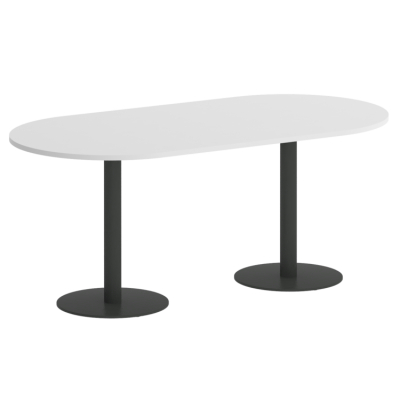 Home Office Стол овальный VR.SP-5-180.1 Белый Бриллиант/Металл Антрацит 1800*900*753