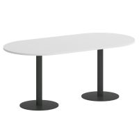 Home Office Стол овальный VR.SP-5-180.1 Белый Бриллиант/Металл Антрацит 1800*900*753
