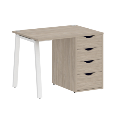 Home Office Стол письменный VR.SP-3-98.4.A Дуб Аттик/Металл Белый 980*720*750