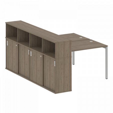 Бенч-система с шкафом-купе на П-обр. м/к Metal System Quattro 40БП.РС-СШК-4.2